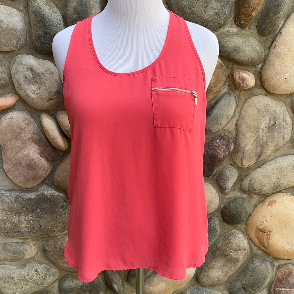Maurices Peach Zippered Polyester Tank Top